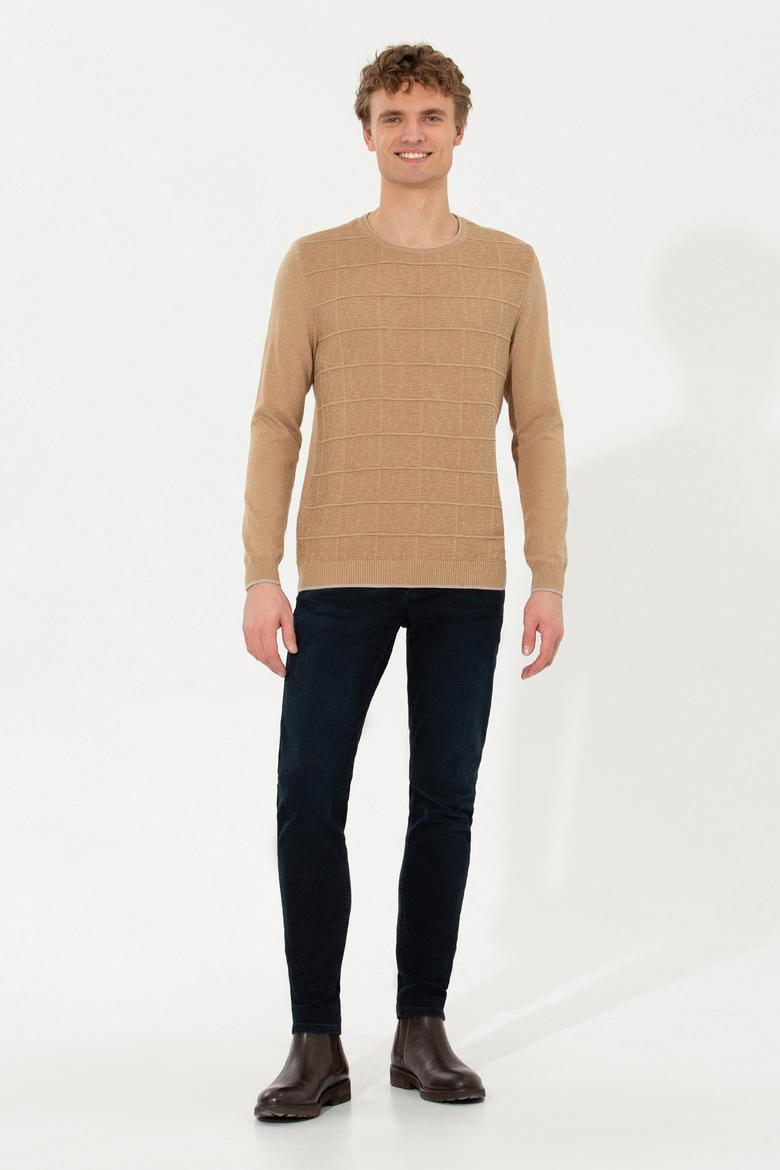 Erkek Camel Melanj Bisiklet Yaka Triko Kazak - 50256637023