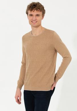 Erkek Camel Melanj Bisiklet Yaka Triko Kazak - 50256637023