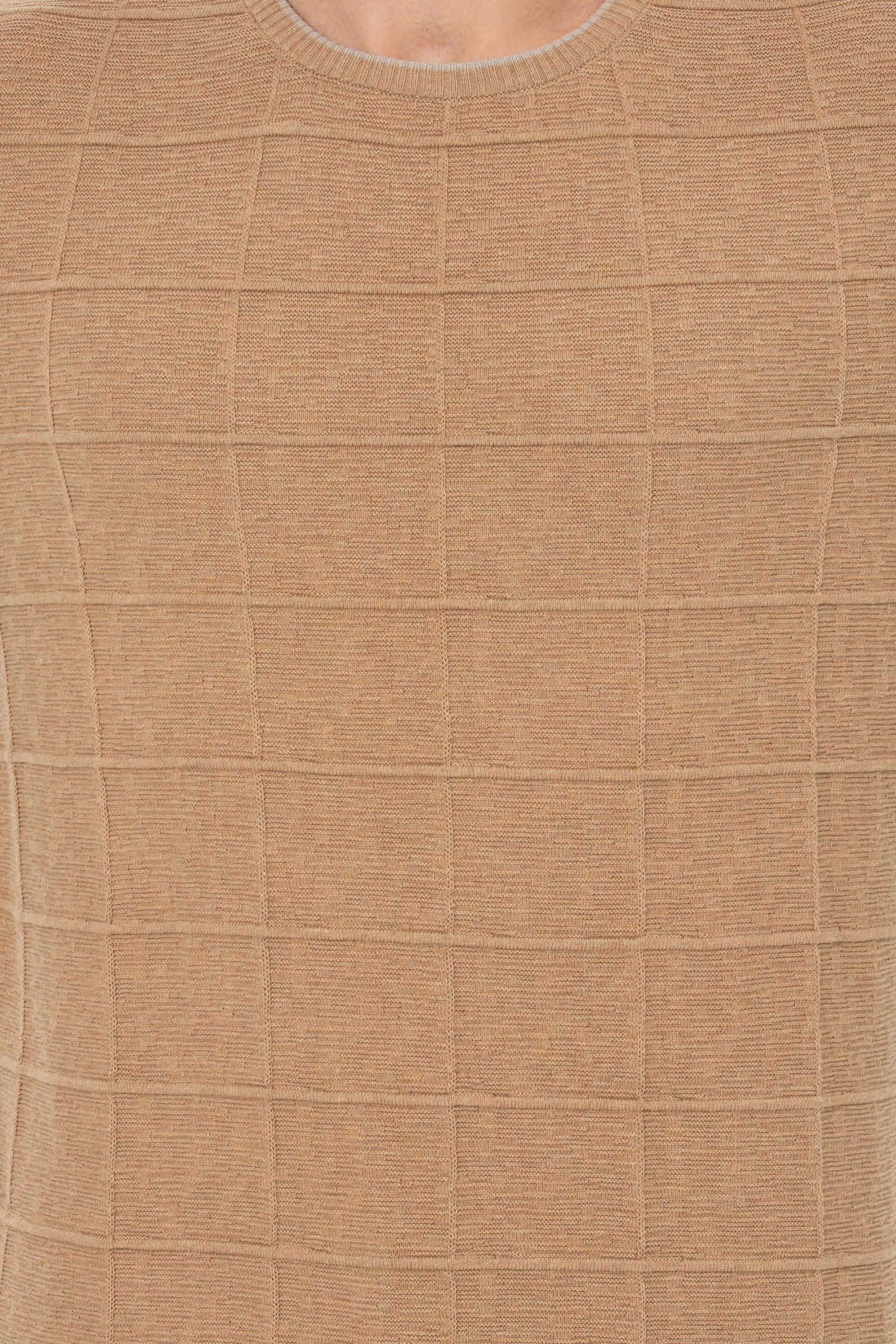 Erkek Camel Melanj Bisiklet Yaka Triko Kazak