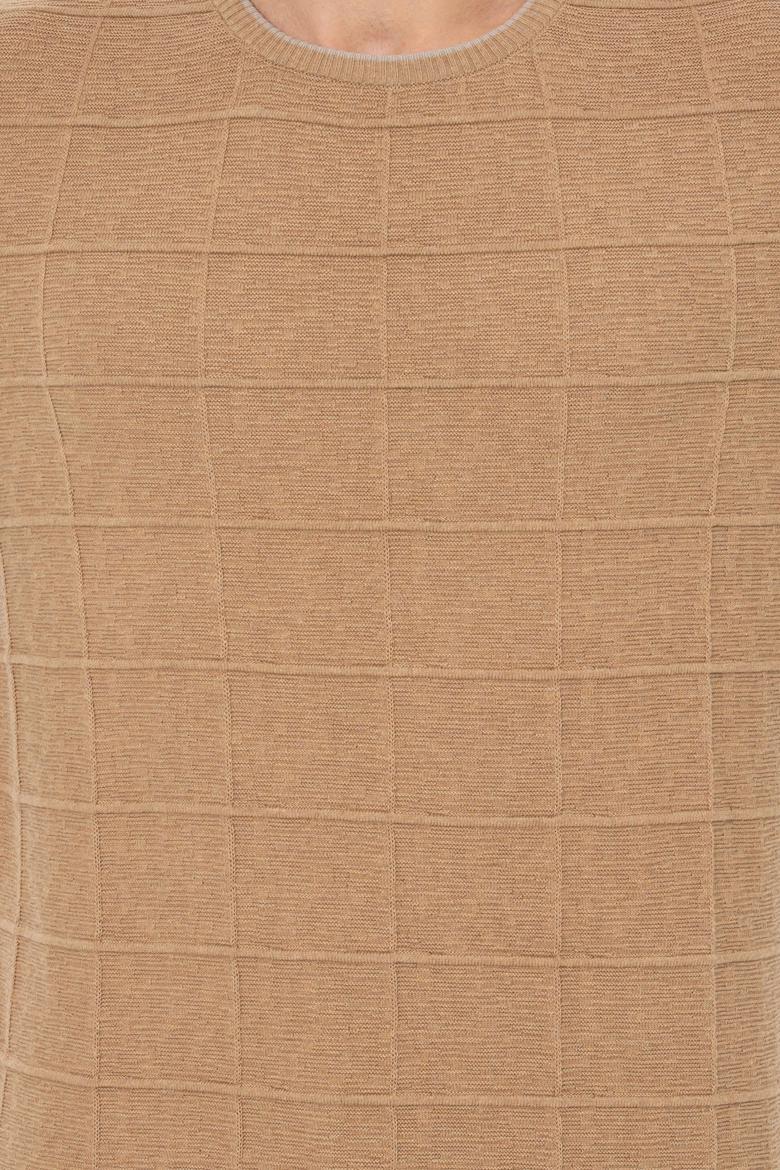 Erkek Camel Melanj Bisiklet Yaka Triko Kazak - 50256637023