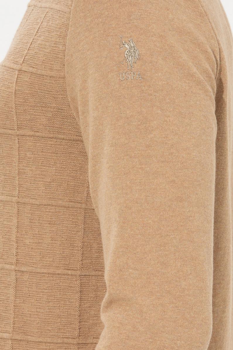 Erkek Camel Melanj Bisiklet Yaka Triko Kazak