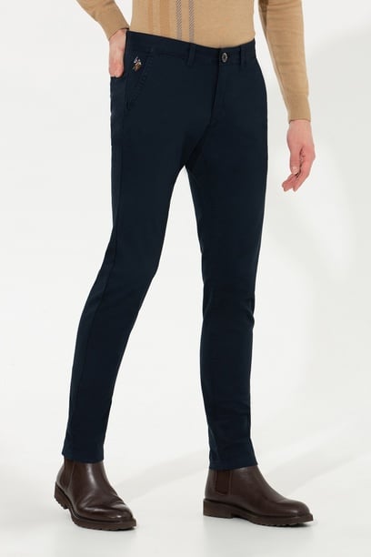 Erkek Slim Fit Lacivert Kanvas Pantolon