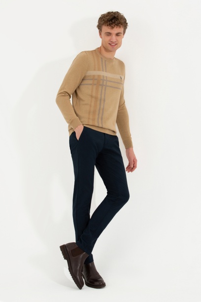 Erkek Slim Fit Lacivert Kanvas Pantolon
