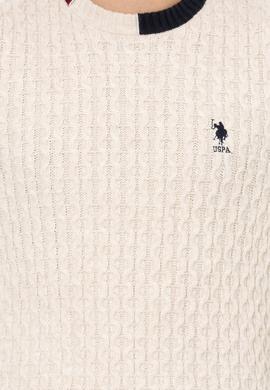 Erkek Krem Melanj Bisiklet Yaka Triko Kazak - 50253857030