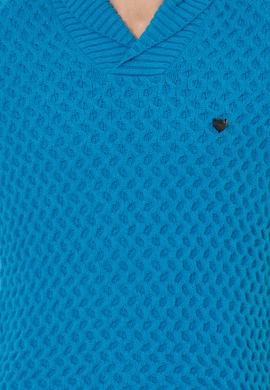 Erkek Kobalt Melanj Şal Yaka Triko Kazak - 50256664001