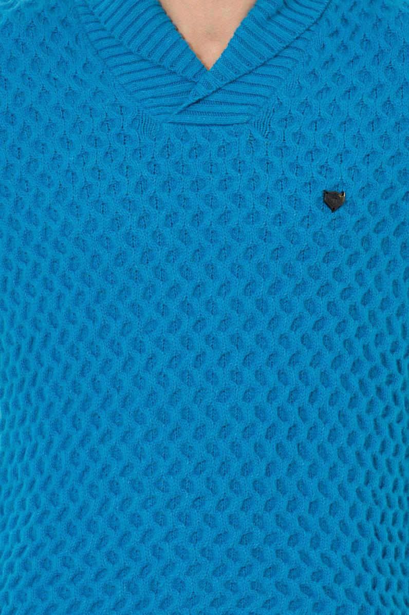 Erkek Kobalt Melanj Şal Yaka Triko Kazak