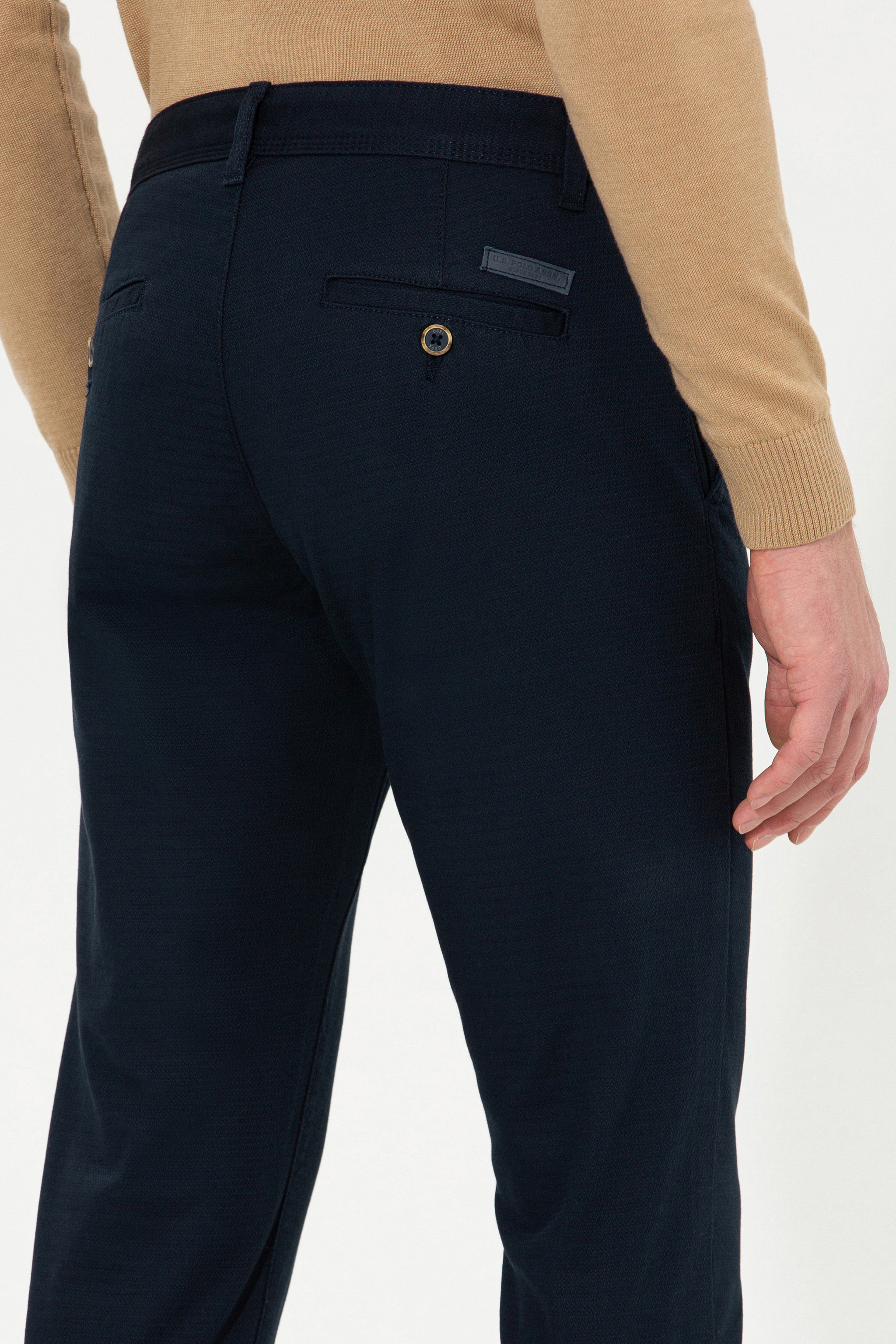 Erkek Slim Fit Lacivert Kanvas Pantolon