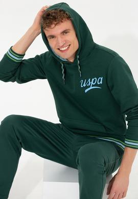 Erkek Yeşil Kapüşonlu Sweatshirt - 50253314013