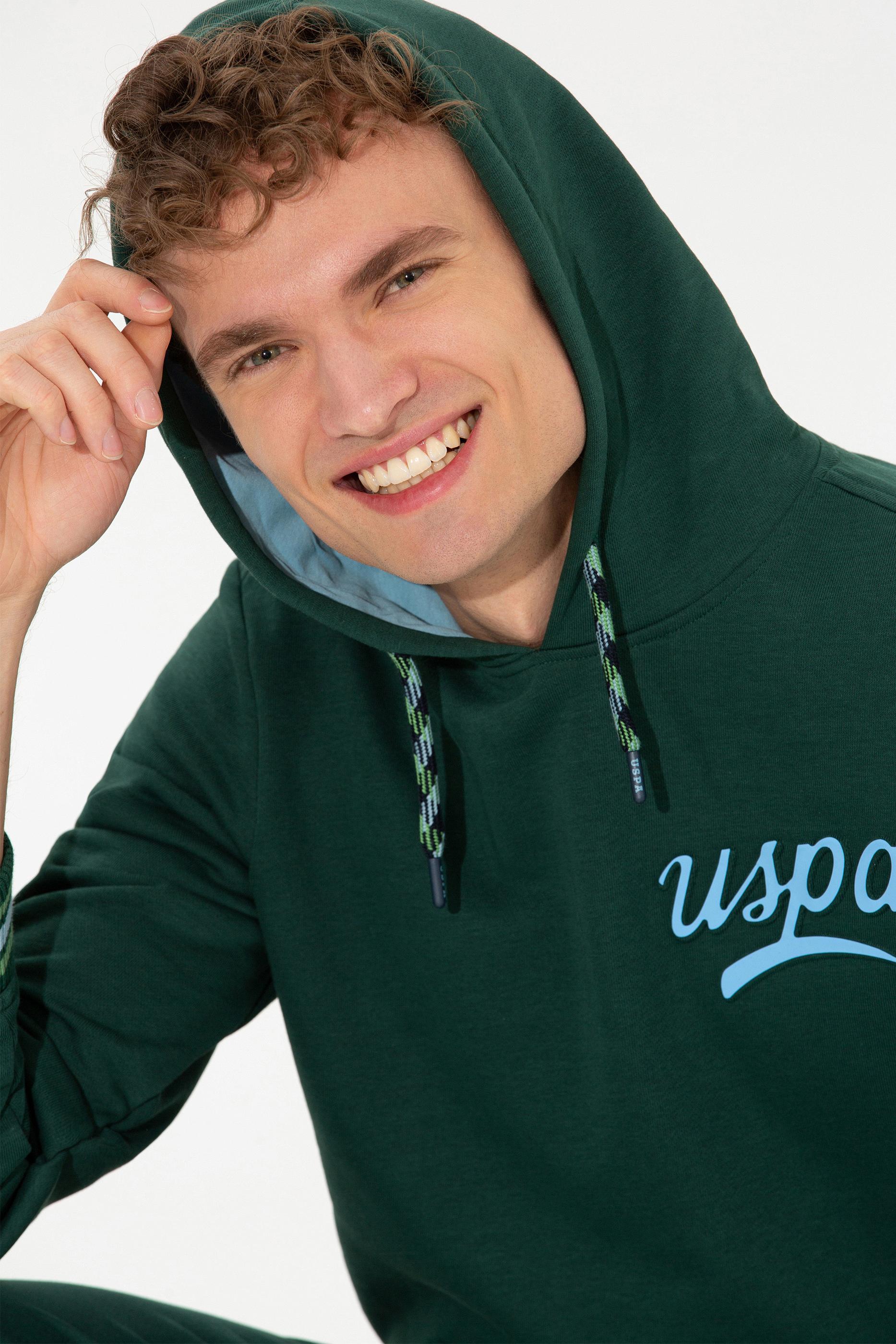 Erkek Yeşil Kapüşonlu Sweatshirt