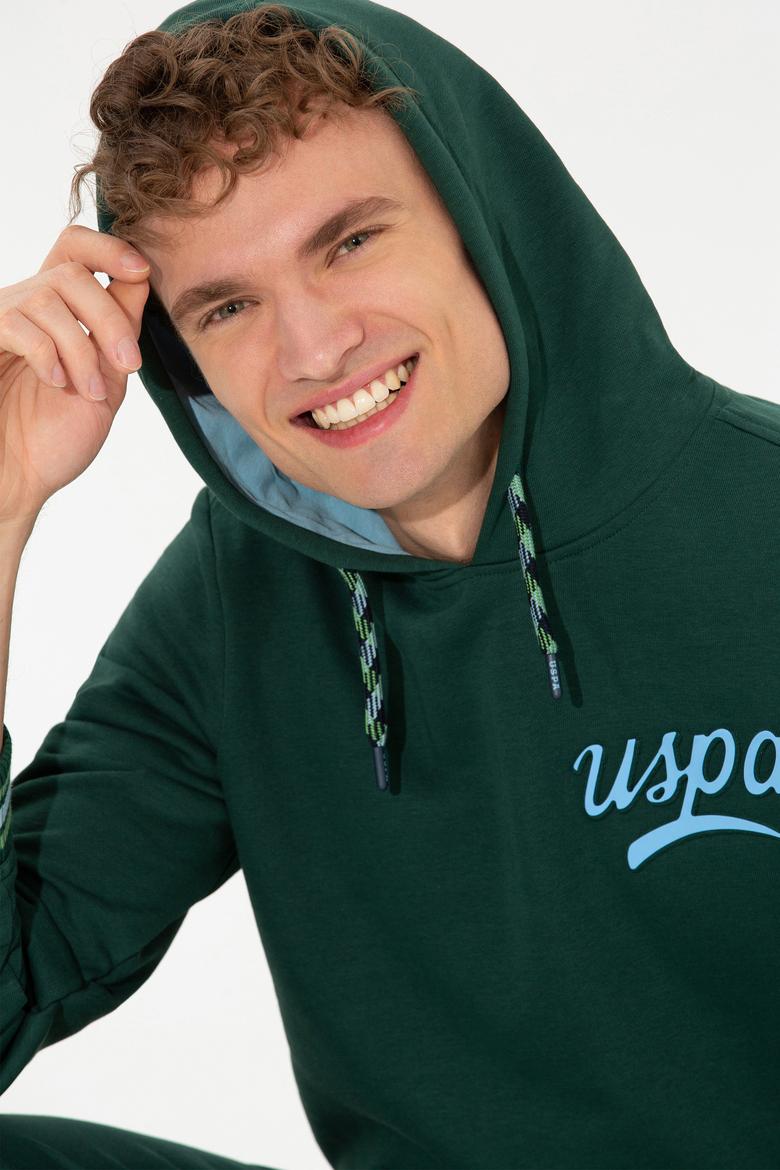 Erkek Yeşil Kapüşonlu Sweatshirt
