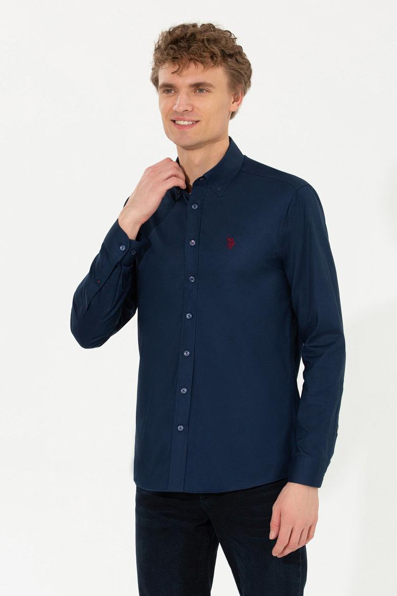 Erkek Lacivert Uzun Kollu Basic Gömlek - 50256697041