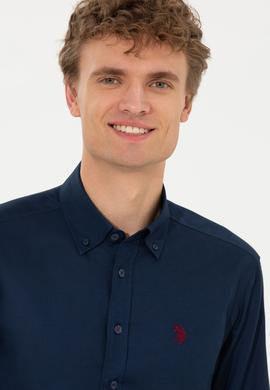 Erkek Lacivert Uzun Kollu Basic Gömlek - 50256697041