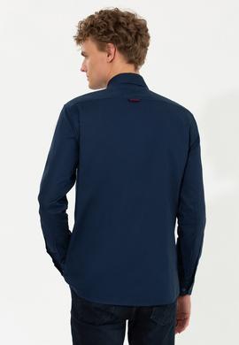 Erkek Lacivert Uzun Kollu Basic Gömlek - 50256697041