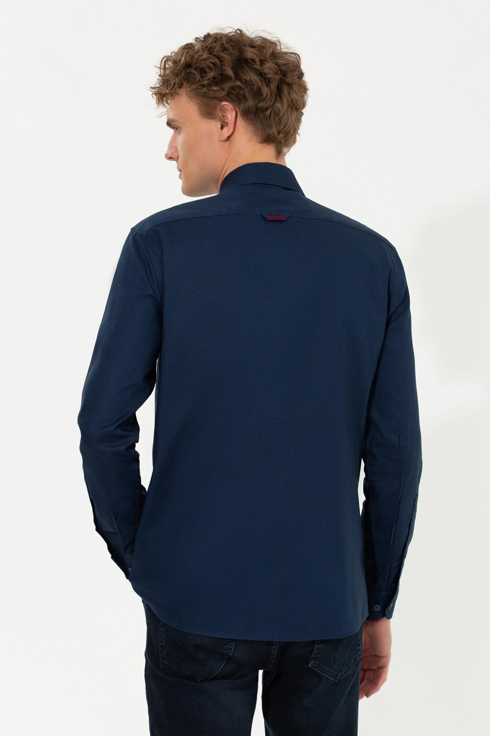 Erkek Lacivert Uzun Kollu Basic Gömlek