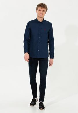 Erkek Lacivert Uzun Kollu Basic Gömlek - 50256697041