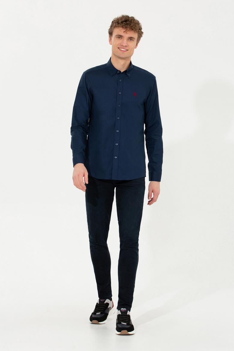 Erkek Lacivert Uzun Kollu Basic Gömlek - 50256697041