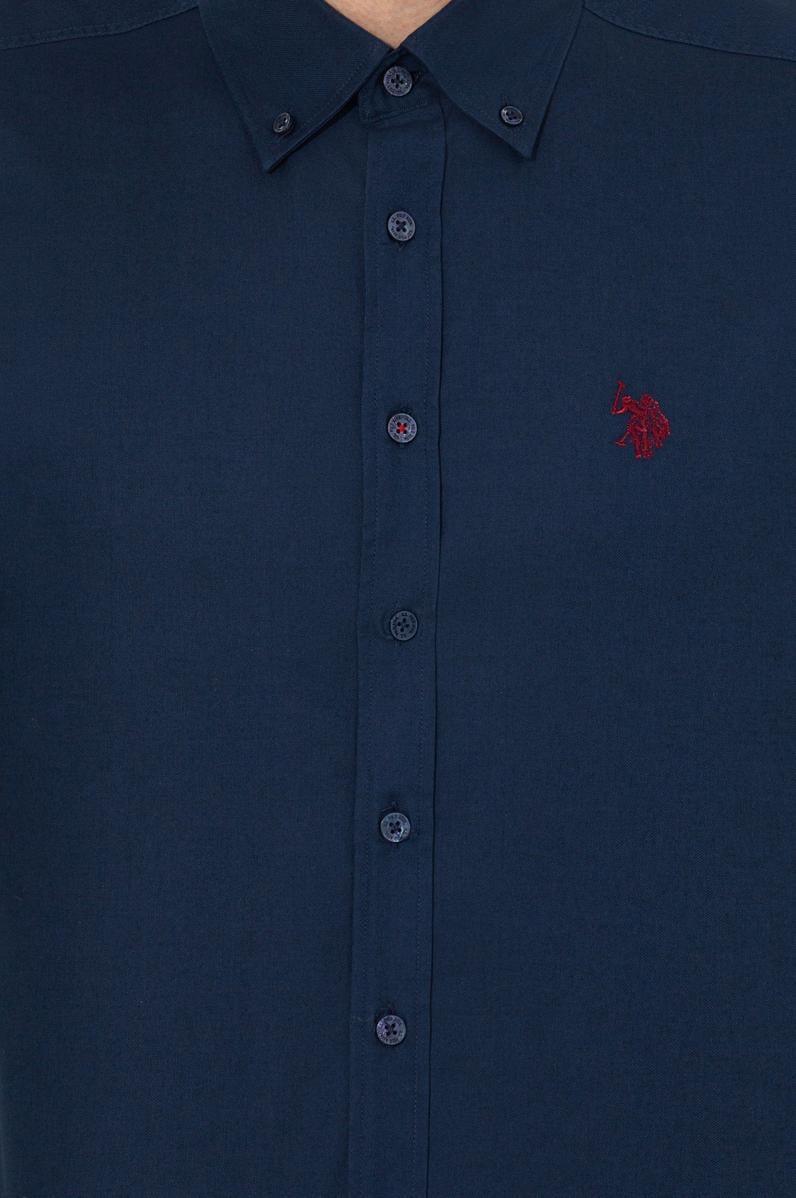 Erkek Lacivert Uzun Kollu Basic Gömlek