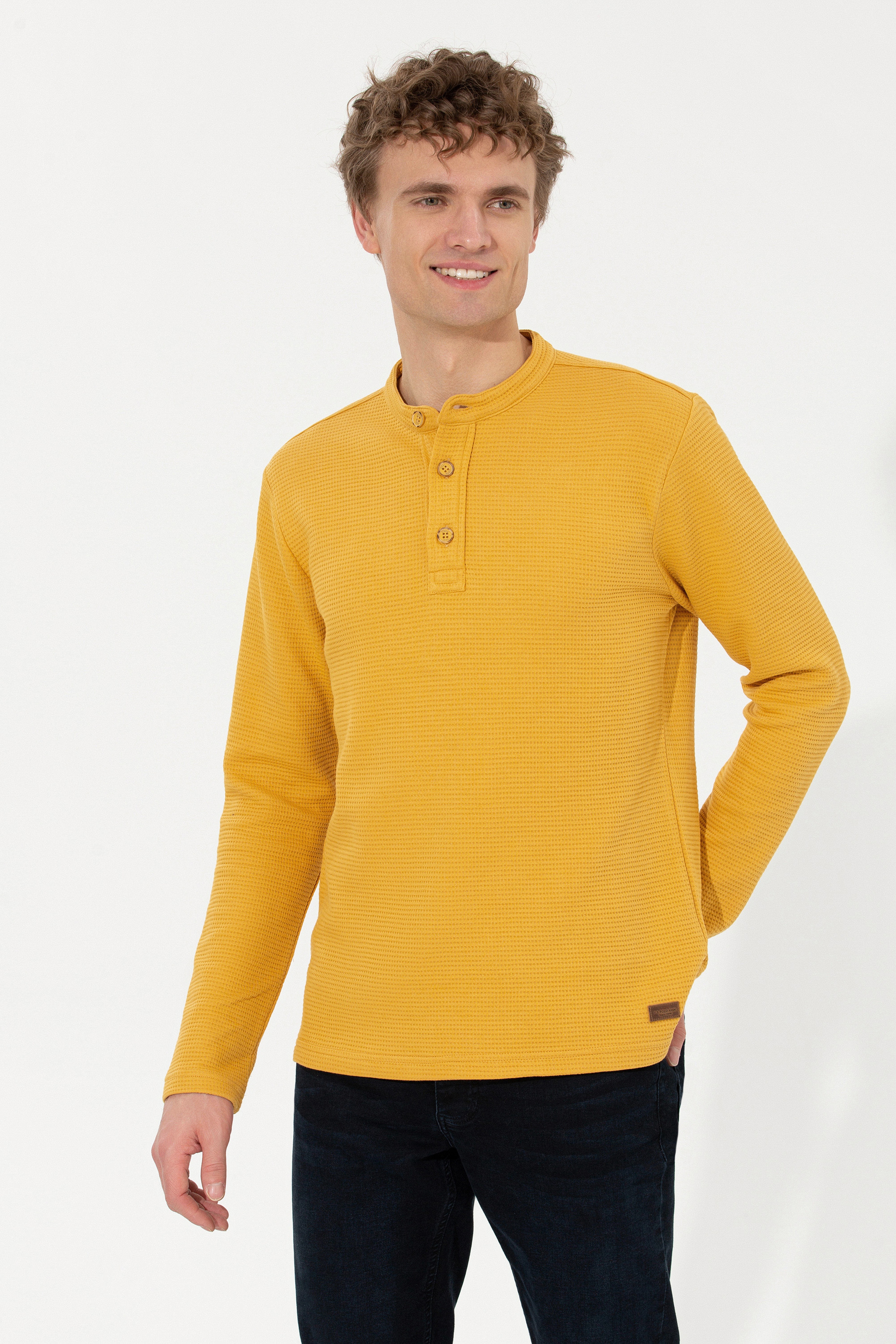 Erkek Safran Dik Yaka Sweatshirt