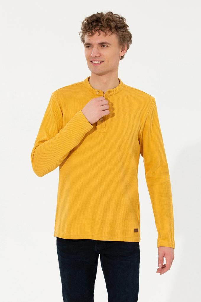 Erkek Safran Dik Yaka Sweatshirt