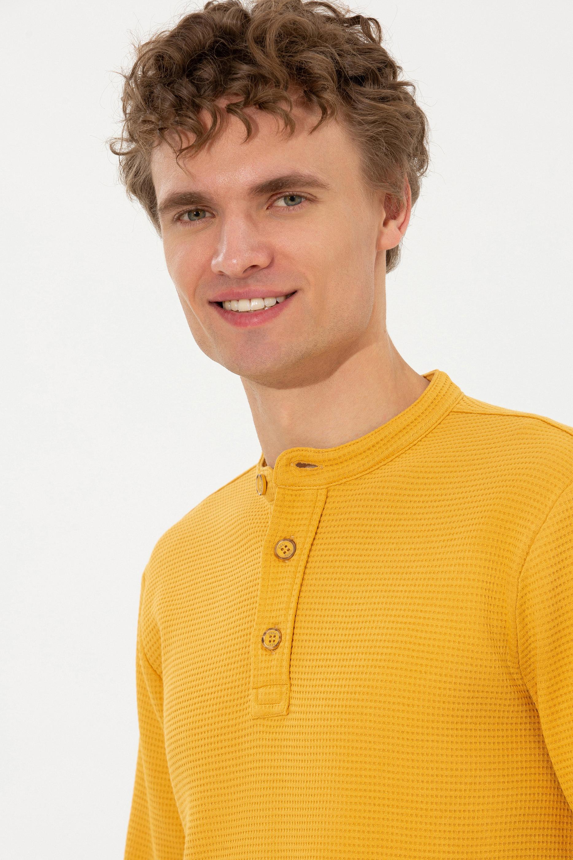 Erkek Safran Dik Yaka Sweatshirt