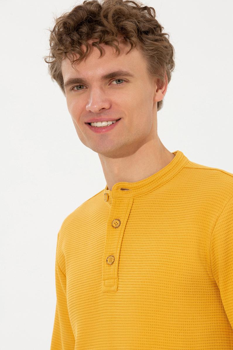 Erkek Safran Dik Yaka Sweatshirt