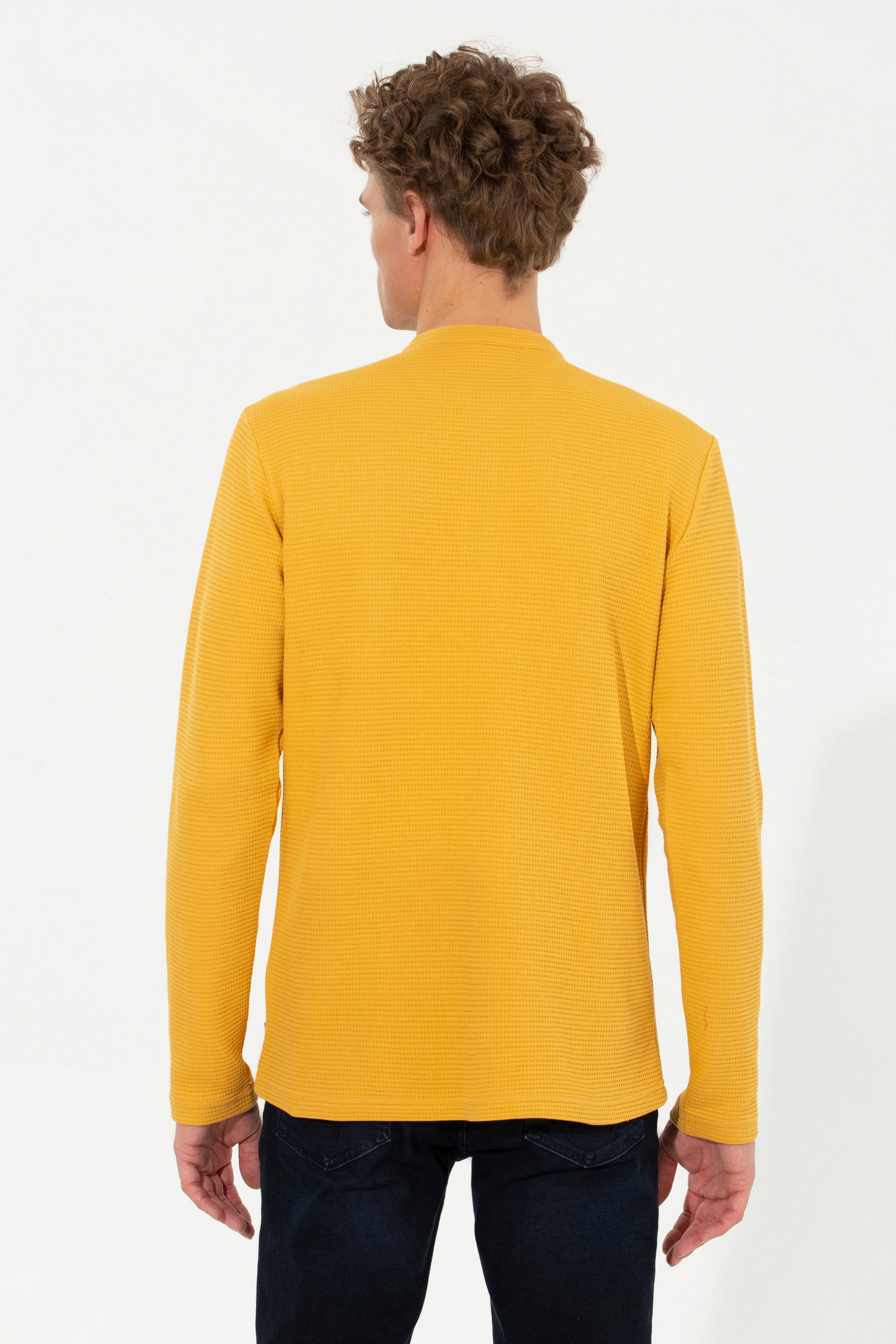 Erkek Safran Dik Yaka Sweatshirt - Image 5
