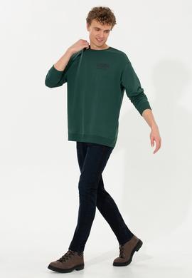 Erkek Yeşil Bisiklet Yaka Sweatshirt - 50257198026
