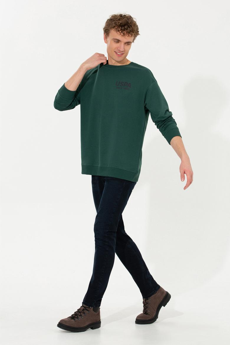 Erkek Yeşil Bisiklet Yaka Sweatshirt - 50257198026