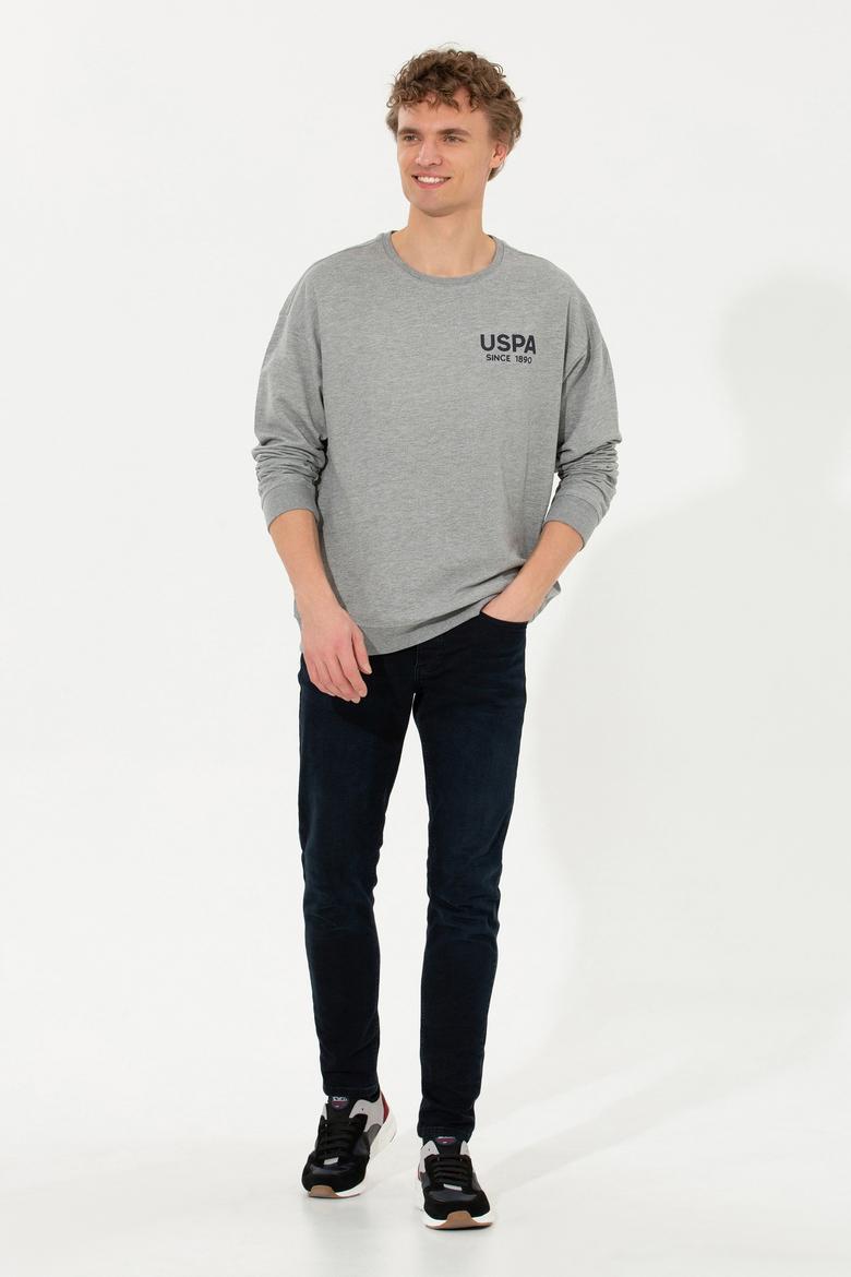 Erkek Gri Melanj Bisiklet Yaka Sweatshirt - 50257198056