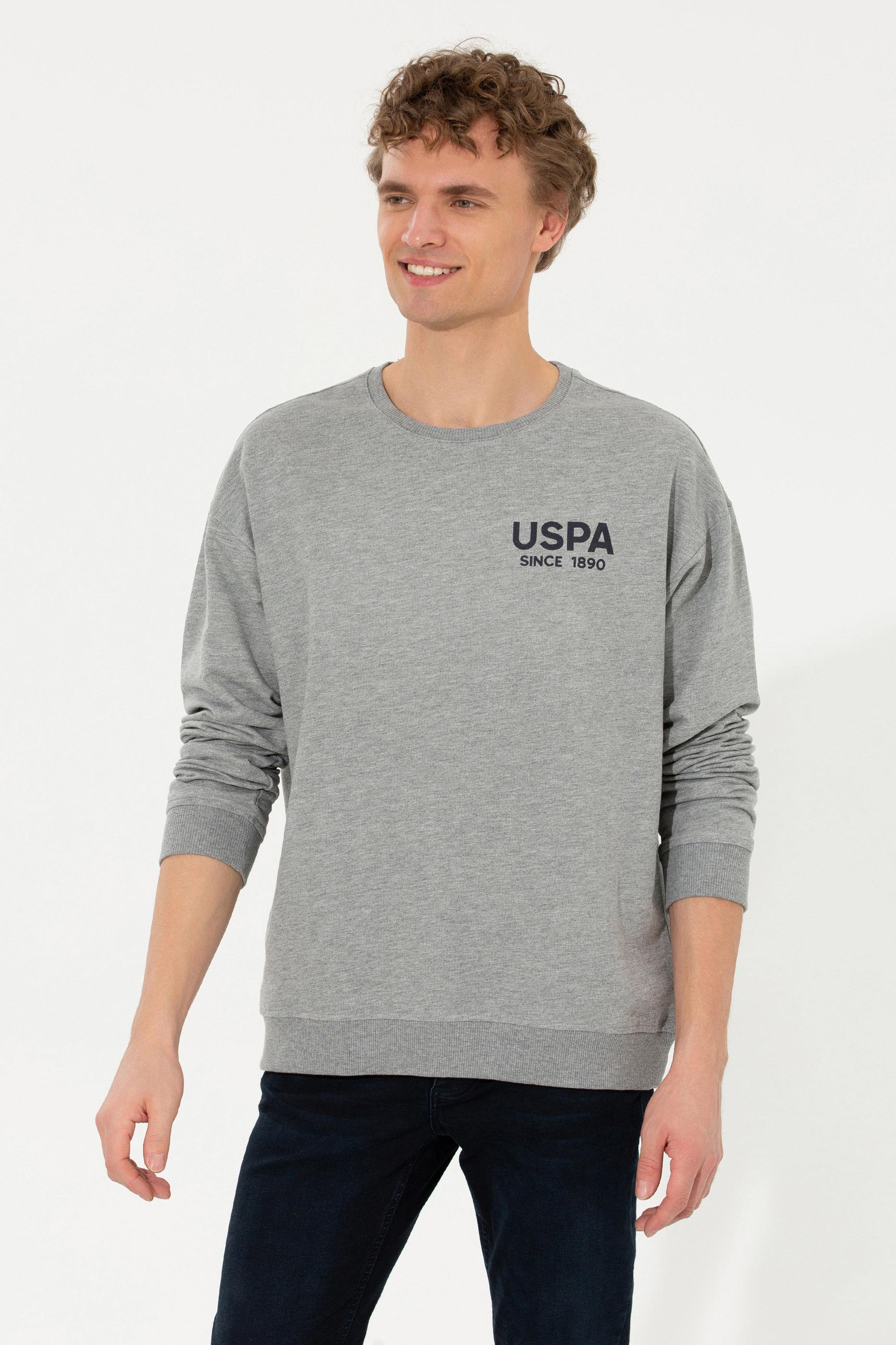 Erkek Gri Melanj Bisiklet Yaka Sweatshirt