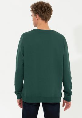 Erkek Yeşil Bisiklet Yaka Sweatshirt - 50257198026