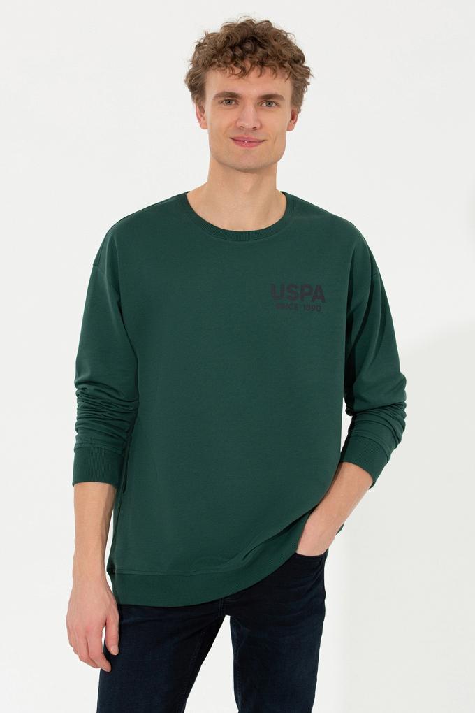 Erkek Yeşil Bisiklet Yaka Sweatshirt