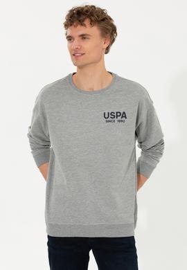 Erkek Gri Melanj Bisiklet Yaka Sweatshirt - 50257198056