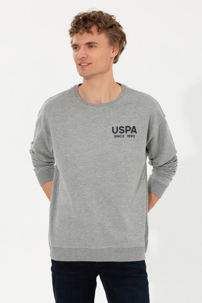 Erkek Gri Melanj Bisiklet Yaka Sweatshirt