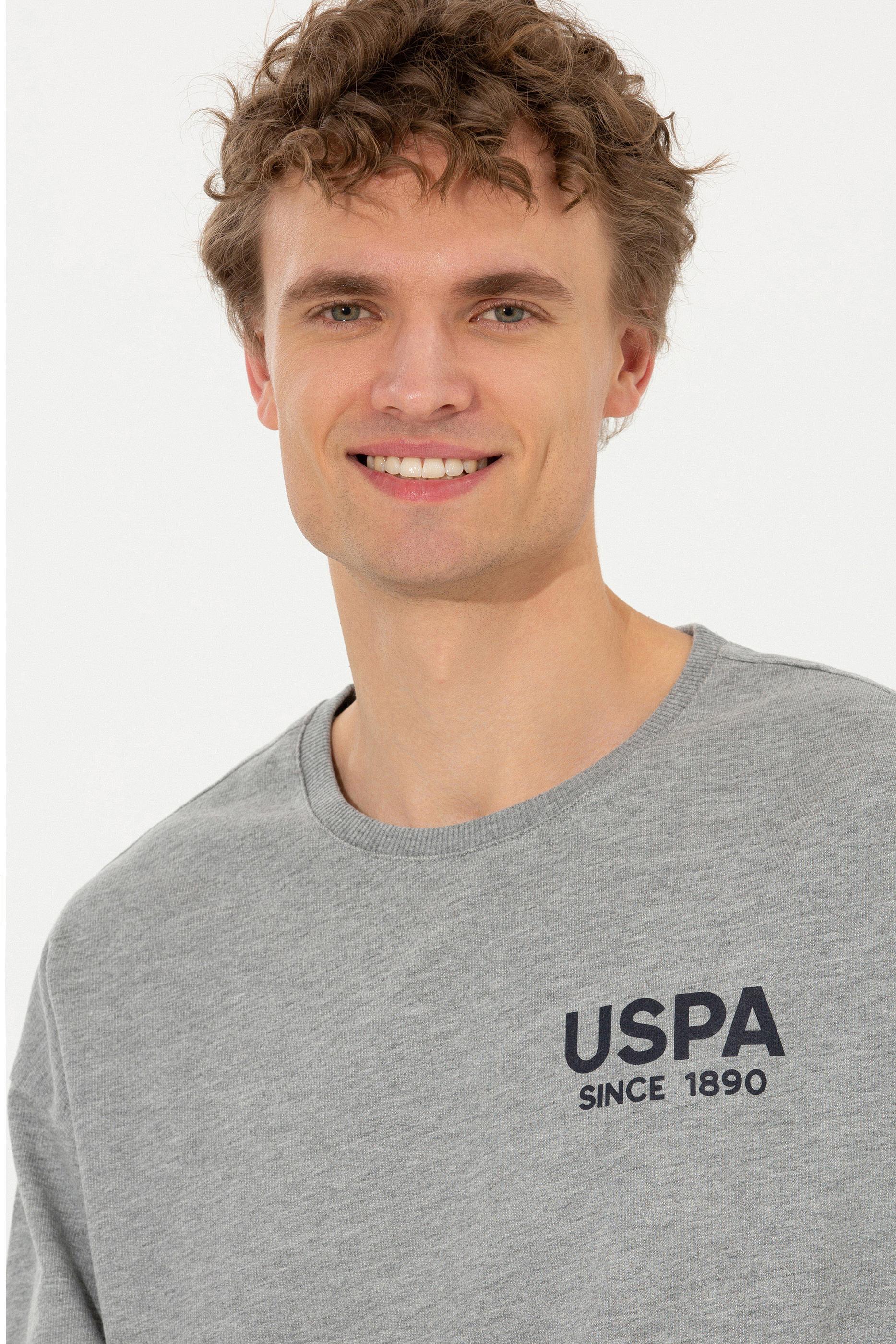 Erkek Gri Melanj Bisiklet Yaka Sweatshirt