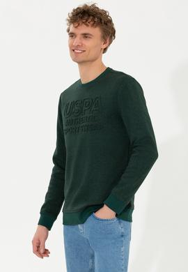Erkek Yeşil Bisiklet Yaka Sweatshirt - 50253286026