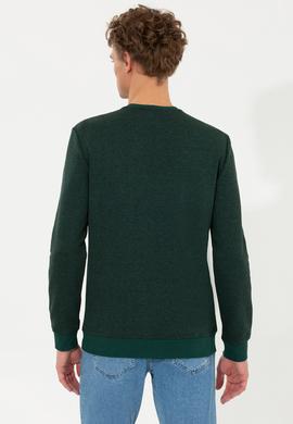 Erkek Yeşil Bisiklet Yaka Sweatshirt - 50253286026