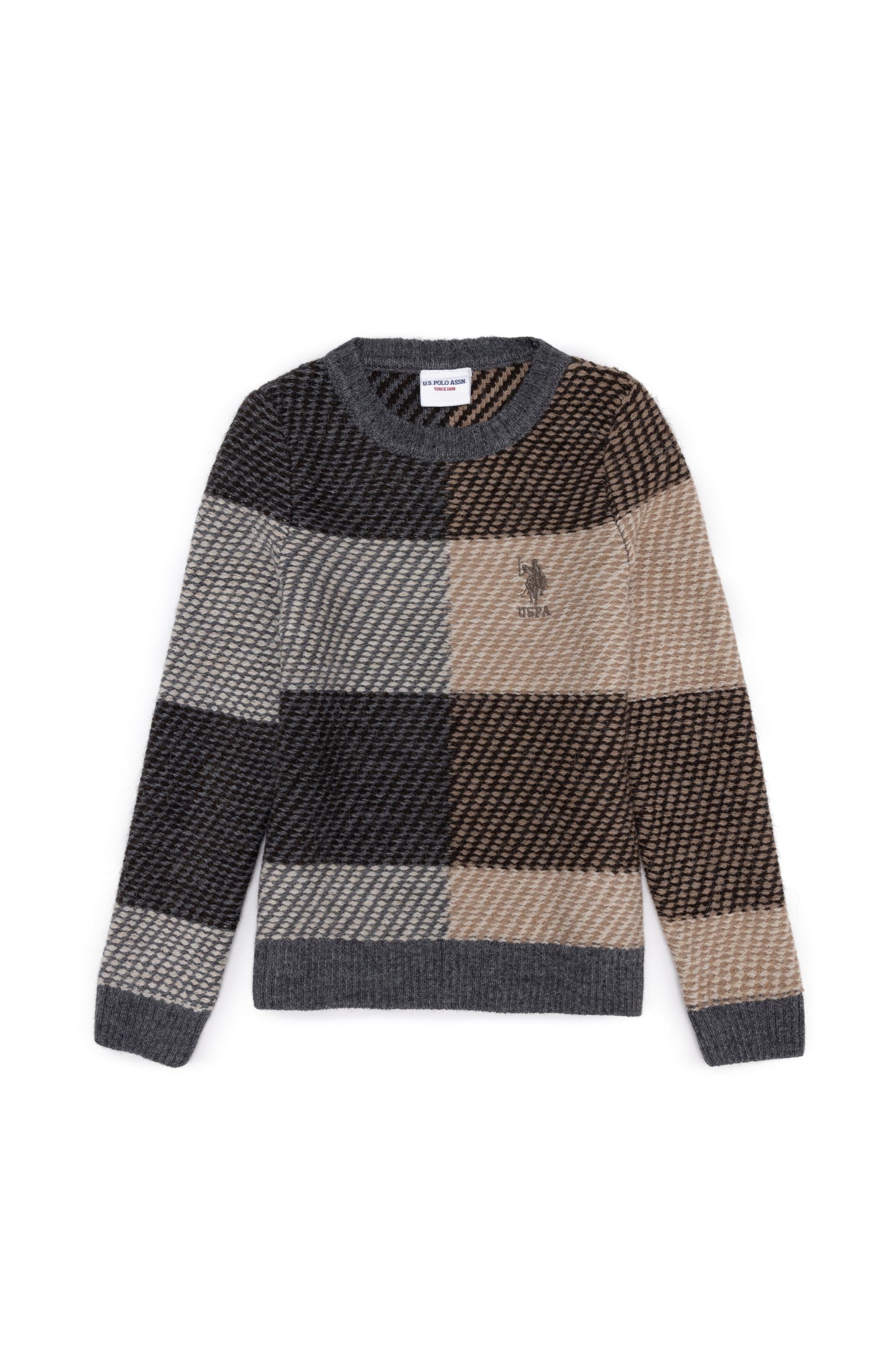 Erkek Çocuk Gri Melanj Bisiklet Yaka Triko Kazak