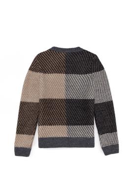 Erkek Çocuk Gri Melanj Bisiklet Yaka Triko Kazak - 50253321022