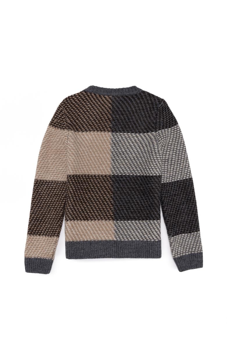 Erkek Çocuk Gri Melanj Bisiklet Yaka Triko Kazak - 50253321022