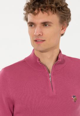 Erkek Koyu Pembe Dik Yaka Triko Kazak - 50254065005