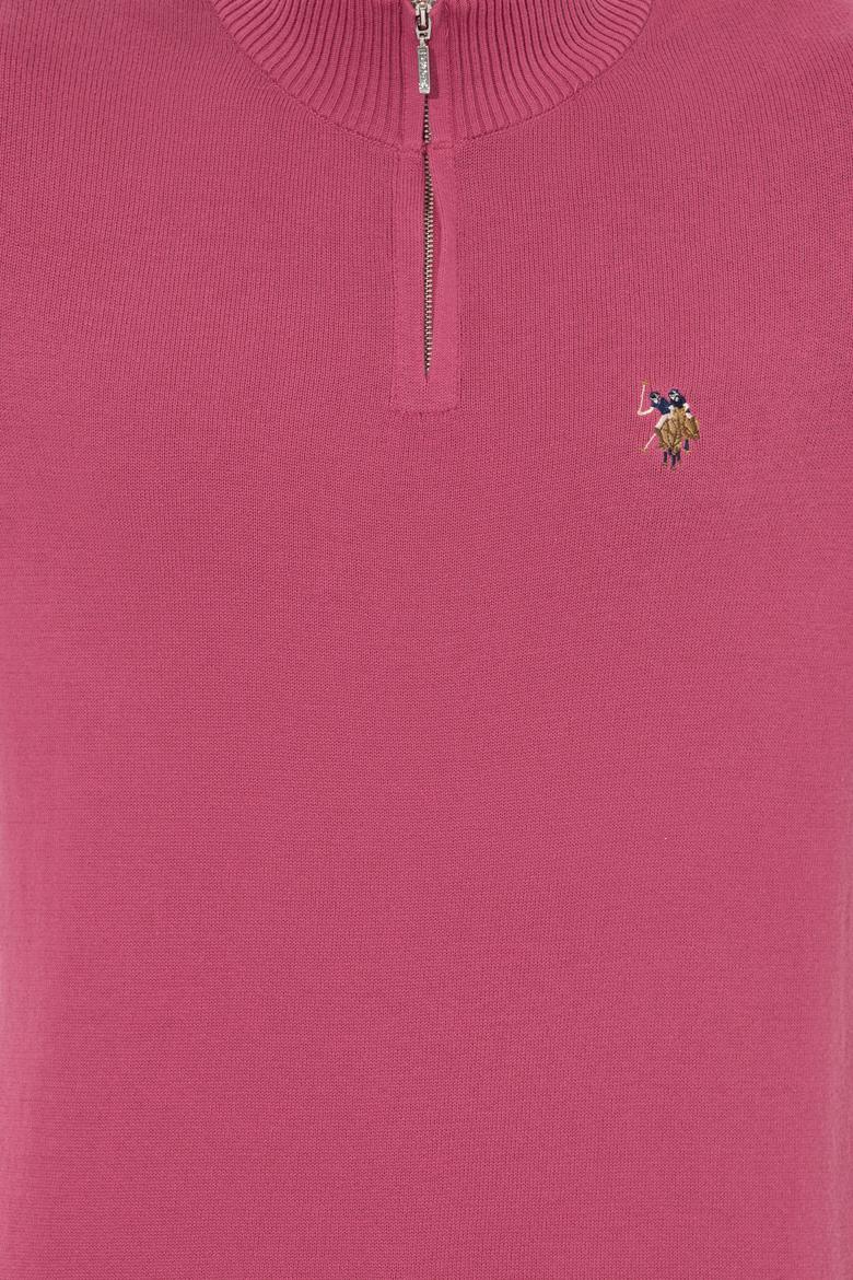Erkek Koyu Pembe Dik Yaka Triko Kazak - 50254065005