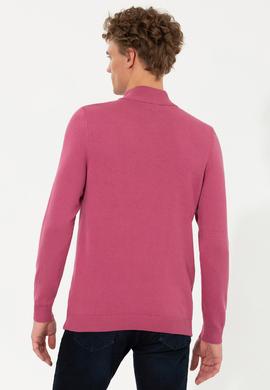 Erkek Koyu Pembe Dik Yaka Triko Kazak - 50254065005