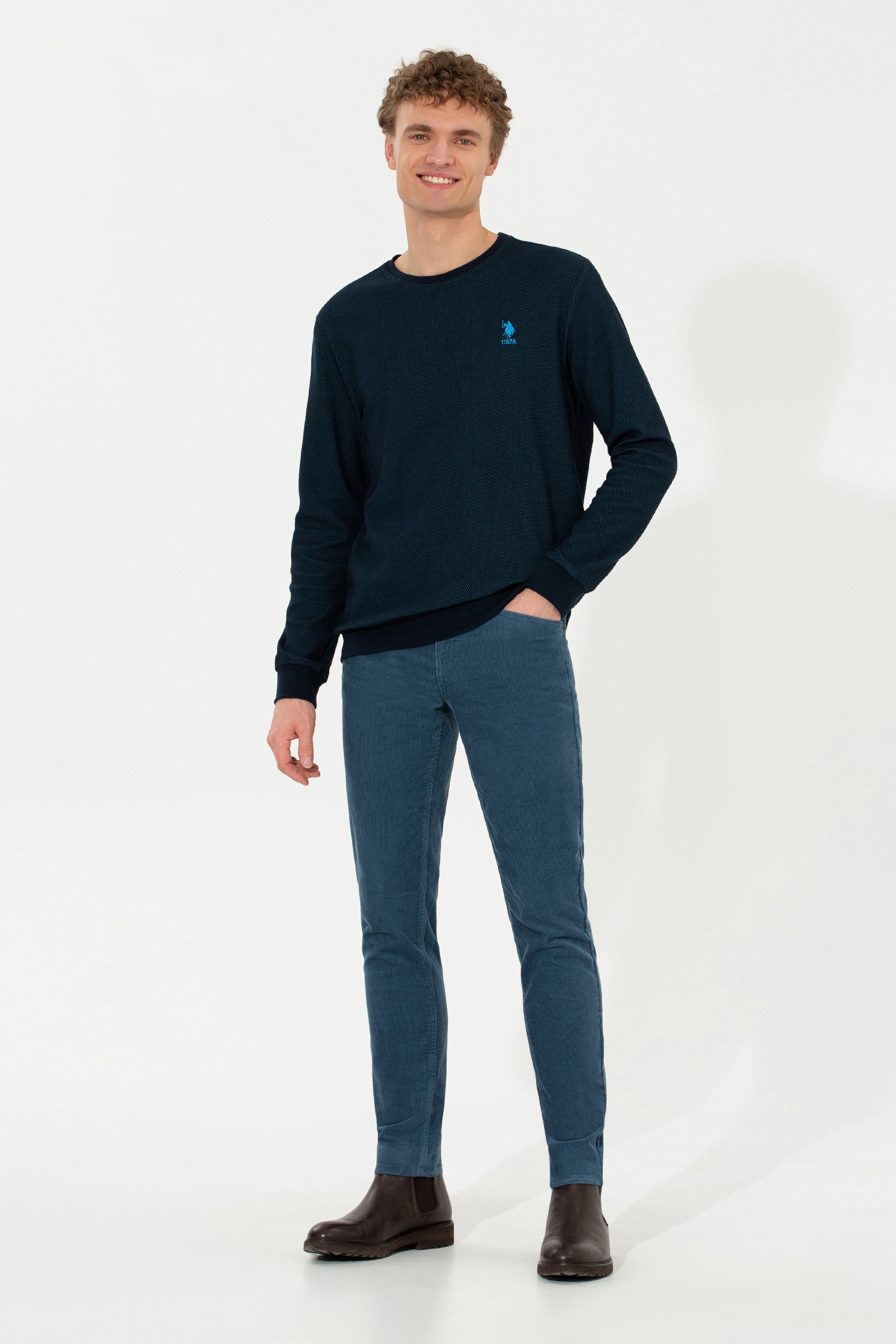 Erkek Slim Fit Kobalt Mavi Kanvas Pantolon - Image 4