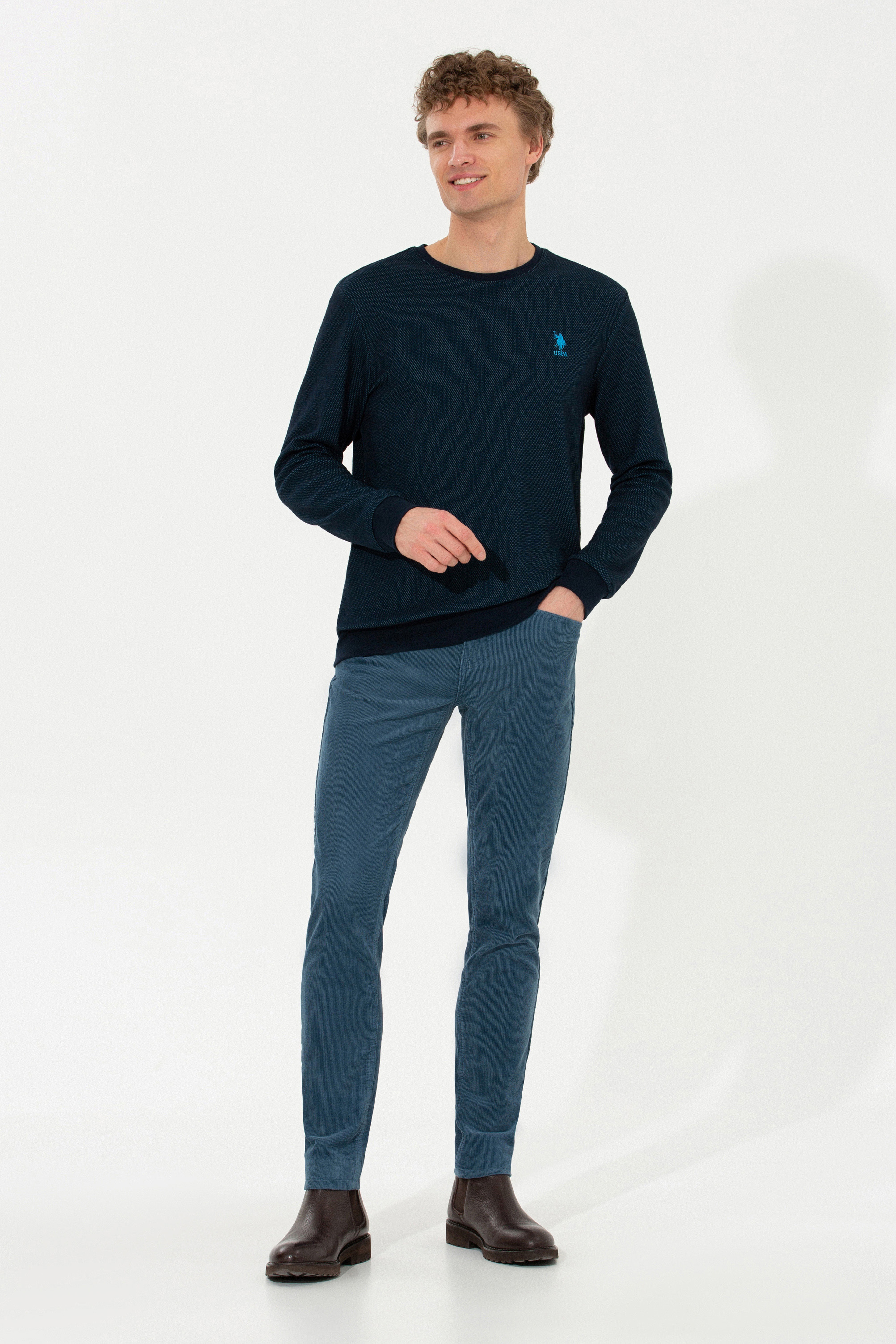 Erkek Slim Fit Kobalt Mavi Kanvas Pantolon - Image 2