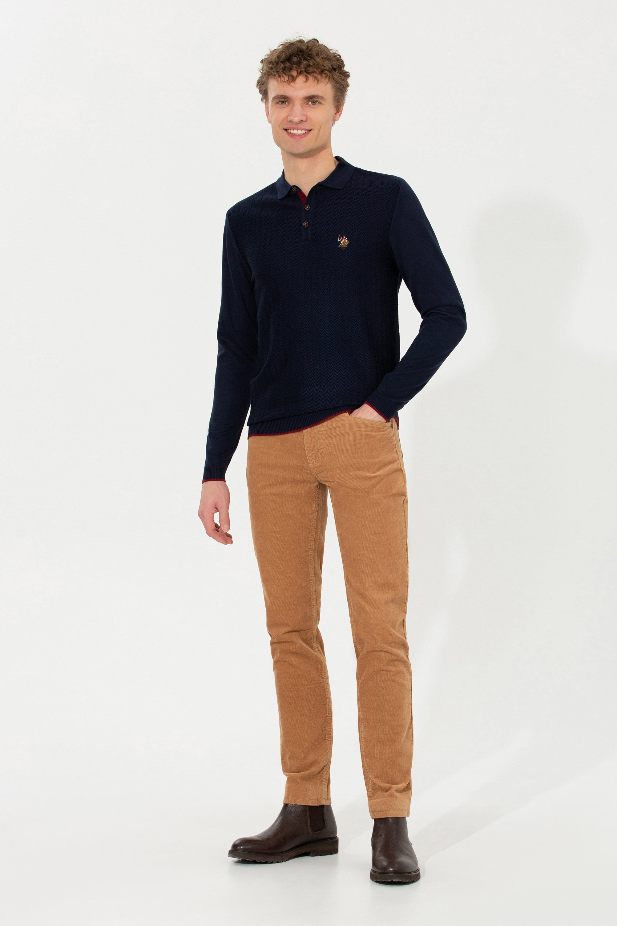 Erkek Slim Fit Taba Kanvas Pantolon - Image 3