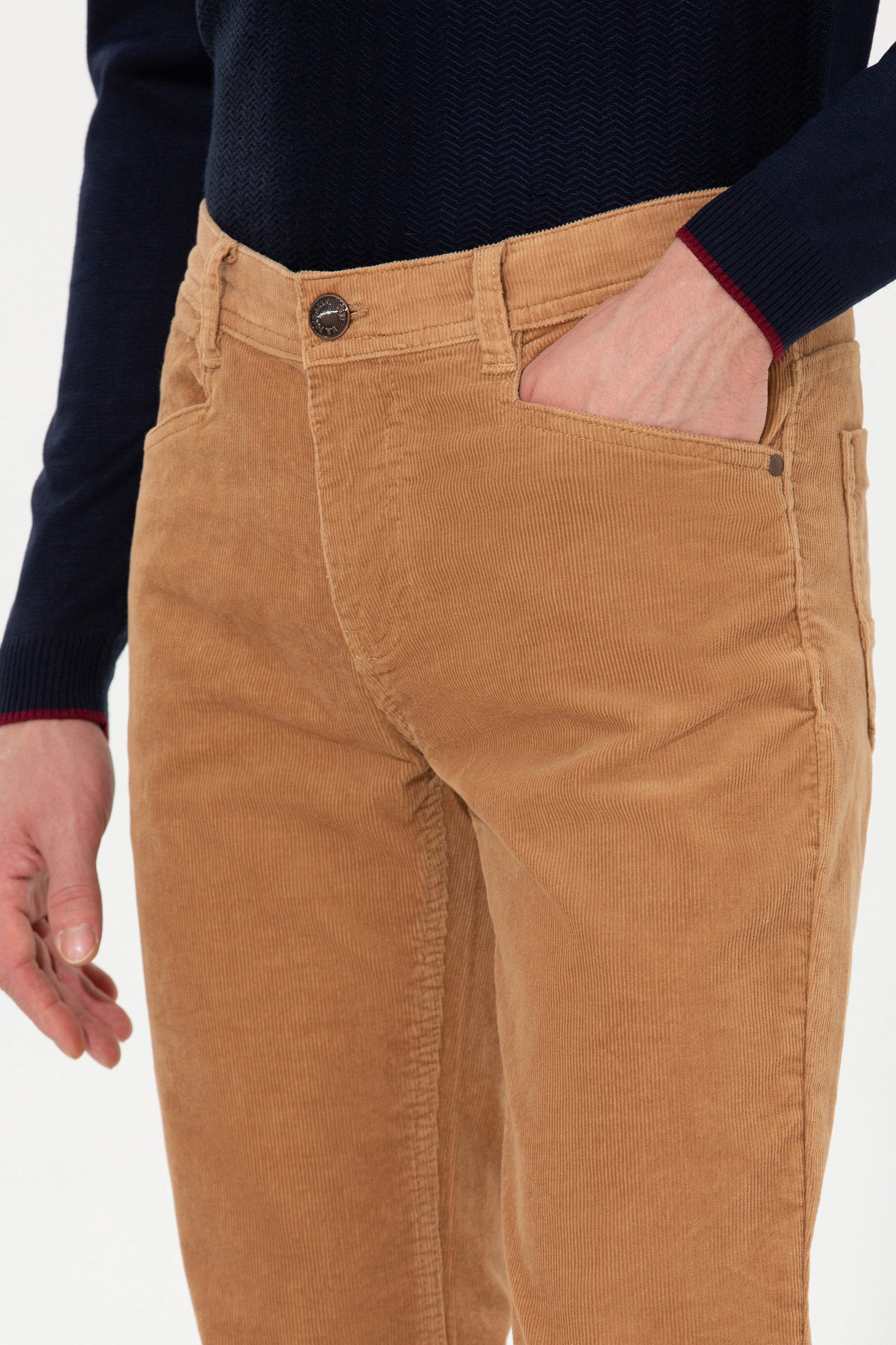 Erkek Slim Fit Taba Kanvas Pantolon - Image 6