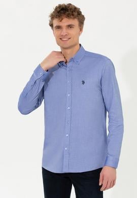 Erkek Saks Uzun Kollu Basic Gömlek - 50256697030