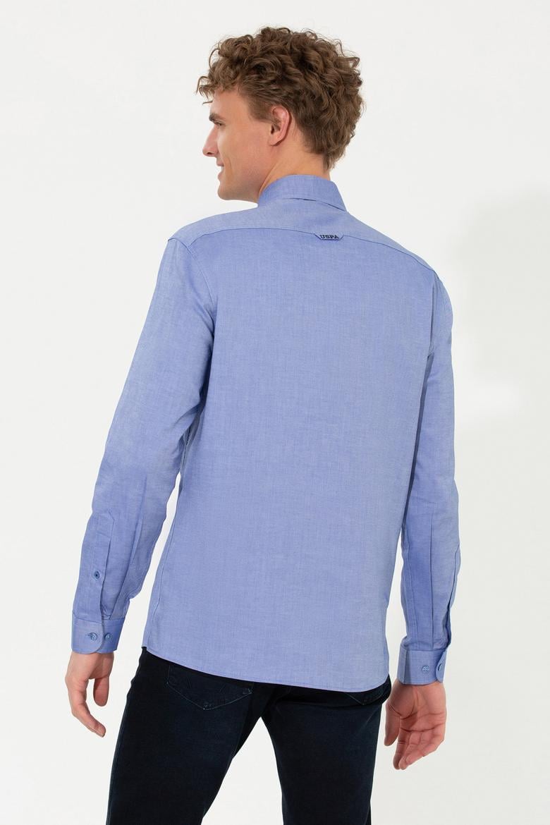 Erkek Saks Uzun Kollu Basic Gömlek - 50256697030