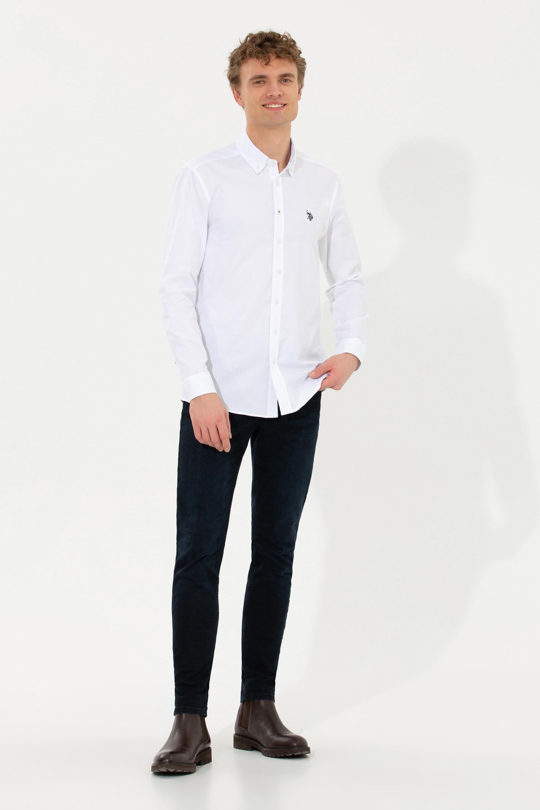 Erkek Beyaz Uzun Kollu Basic Gömlek